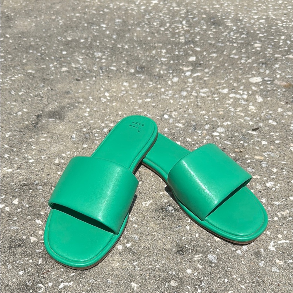 Green Slide Sandals